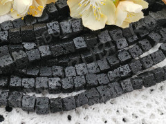 (ОПТ) Бусина каменная Кубик 13 8*8*8мм Лава вулканическая чёрная (камни) (НИТЬ)