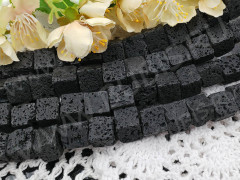 (ОПТ) Бусина каменная Кубик 12 12*12*12мм Лава вулканическая чёрная (камни) (НИТЬ)