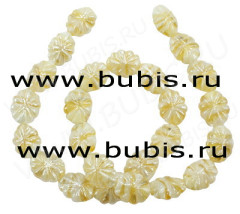 178 Бусина Овал рифлёный 21*15*9мм бело-бежевый (Lampwork)