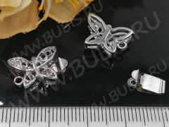 Замочек-застёжка №06 Бабочка ажурная 15,5*10,5*5мм цвет платины (Brass)