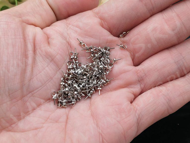 (СКИДКИ!!!) Держатель кулона 067 шапочка со штырьком 6,5*2,5*2,5мм цвет платины (Brass) (10шт)