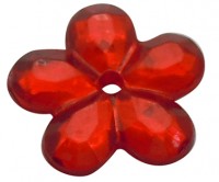 Бусина акрил Цветочек 25 кабошон 12*11,5*2мм красный прозрачно-непрозрачный (акрил)