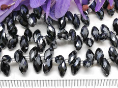 Подвеска Капля гранёная 12*6*5,5мм Хрусталь т.серый непрозрачный (имитация Сваровски)