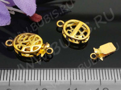Замочек-застёжка №33 Овал ажурный на 1 нить 17*8,5*4мм золотистый (Brass)
