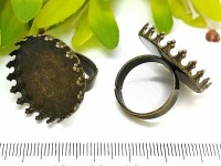 Основа (заготовка) для кольца 138 ажурная 17мм с круглым сеттингом 25мм античная бронза (Brass)