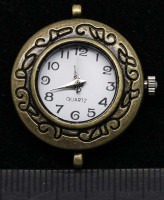 Заготовка для часов 118 Округлая с узором 29*26*7,4мм античная бронза+белый (часы)