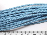 Шнур кожаный 05 кожзам плетёный круглый 3мм голубой (1м)