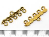 248 Коннектор на 5 нитей с листиками 27*9,3*1,5мм античное золото (литьё)