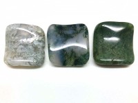 Бусина каменная Ромб 09 закрученный 20*20*6мм Агат моховой т.зелёно-молочный (камни)
