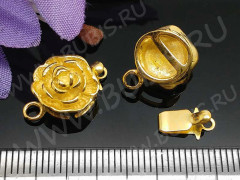 Замочек-застёжка №34 Розочка на 1 нить 16*11*8мм золотистая (Brass)