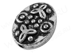 (СКИДКИ!!!) Античная бусина 06 Овал 16*12*5мм античное серебро (металлоакрил) (10шт.)