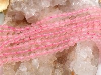(ОПТ) Бусина округлая 4мм Розовый кварц натуральный (камни) (НИТЬ)