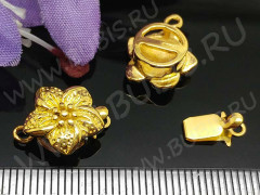Замочек-застёжка №36 Цветочек на 1 нить 15*11,5*6мм золотистый (Brass)