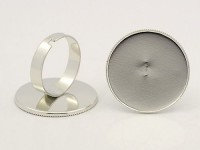 Основа (заготовка) для кольца 035 18мм с сеттингом 25мм цвет платины (Iron)