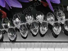 Подвеска Капля гранёная 12*6*5,5мм Хрусталь чистый прозрачный (имитация Сваровски)