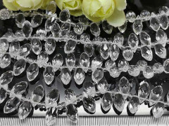 (ОПТ) Подвеска Капля гранёная 12*6*5,5мм Хрусталь чистый прозрачный (имитация Сваровски) (НИТЬ)