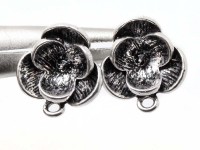 Пуссеты ("гвоздики") №137 цветочек 3D со штырьком 18,5*16*15мм античное серебро (литьё) (1 пара)