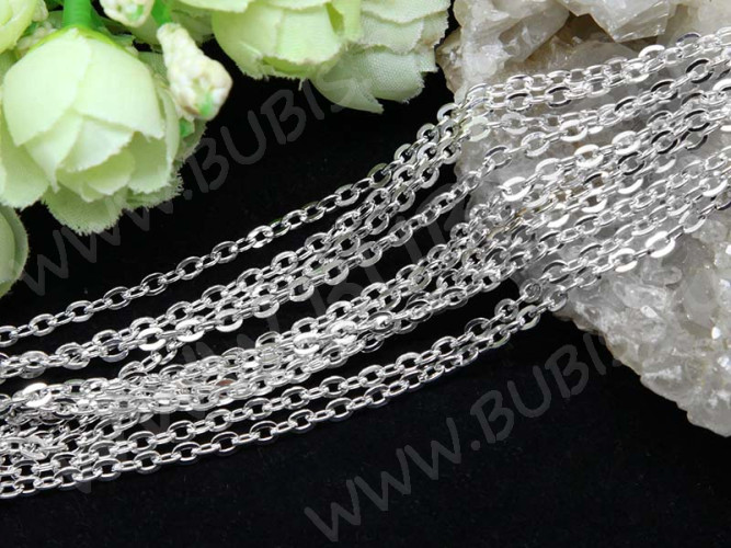 Цепочка I099 с плоским звеном 4*3мм серебристая (Iron) (50см)