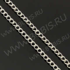 Цепочка I108 простая кручёная звено 4*2,2мм серебристая (Iron) (50см)