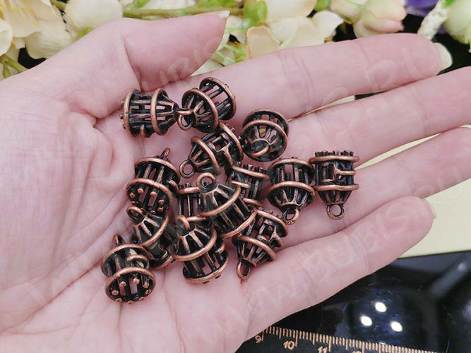 Подвеска Клетка 01 3D 18*12,5*12,5мм античная медь (литьё)