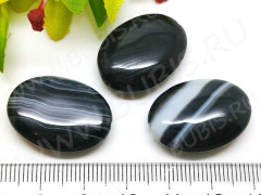 Бусина каменная Овал 47 25*18*7,5мм Агат Мадагаскарский т.сине-серый (камни)