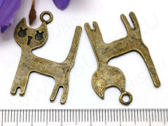 Подвеска Кошка 49 32,5*23*1,3мм античная бронза (литьё)