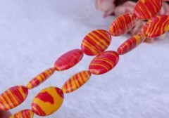 Бусина каменная Овал 16 18*13*4,5мм Турквенит красно-жёлтый (камни)