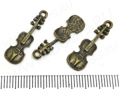Подвеска Скрипка 03 24,5*7,3*1,8мм античная бронза (литьё)