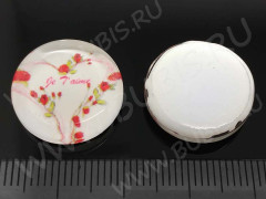 Кабошон стеклянный 33 Круглый 18*18*5мм рисунок 10 (стекло)