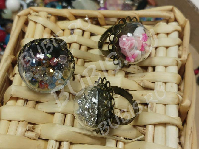 Основа (заготовка) для кольца 147 ажурная 17мм с круглым сеттингом 20мм античная бронза (Brass)