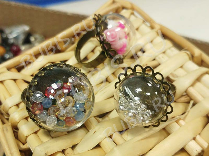 Основа (заготовка) для кольца 147 ажурная 17мм с круглым сеттингом 20мм античная бронза (Brass)