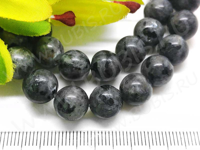 (ОПТ) Бусина округлая 10мм Ларвикит (Лабрадорит Норвежский) (камни) (НИТЬ)