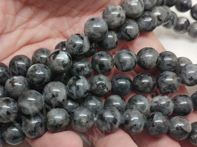 (ОПТ) Бусина округлая 10мм Ларвикит (Лабрадорит Норвежский) (камни) (НИТЬ)