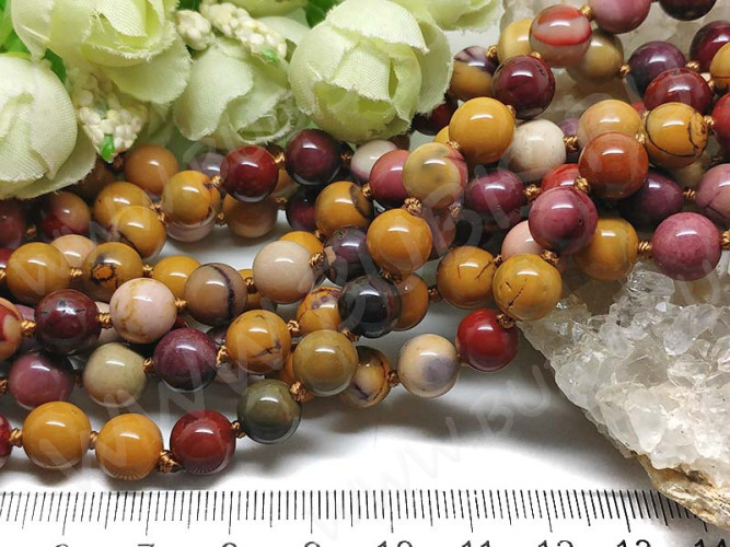 (ОПТ) Бусина округлая 8мм Яшма Мукаит (камни) (НИТЬ)