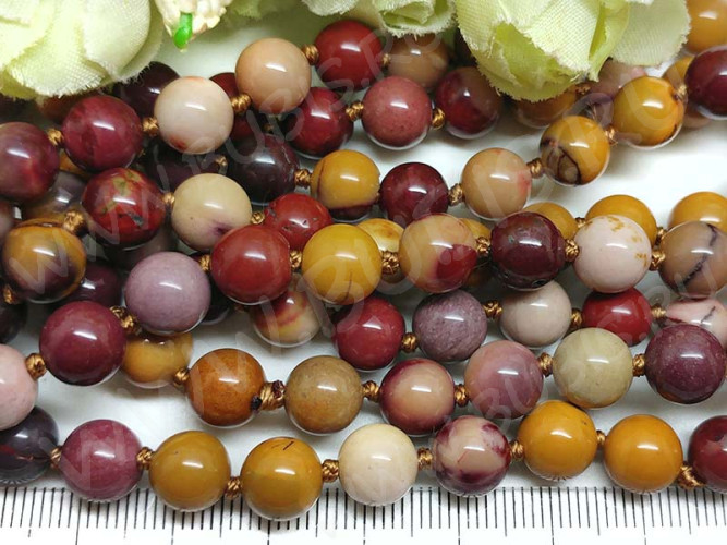 (ОПТ) Бусина округлая 8мм Яшма Мукаит (камни) (НИТЬ)