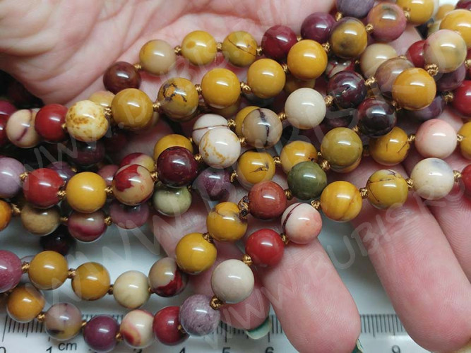 (ОПТ) Бусина округлая 8мм Яшма Мукаит (камни) (НИТЬ)