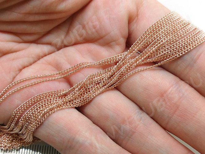 Цепочка C13 тонкая закрученная звено 1,8*1,2мм розовое золото (Brass) (50см)