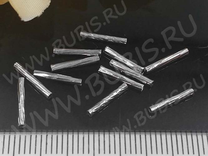 (СКИДКИ!!!) Трубочка металлическая 15 прямая рифлёная 10*1,5мм цвет платины (Brass) (10шт.)