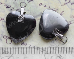 Подвеска Сердечко 01 3D 24*18*4,5мм Гематит (камни)