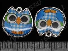 Подвеска Сова 13 двусторонняя с картинкой 19,2*18,7*2,3мм цвет 02 (цветные подвески)