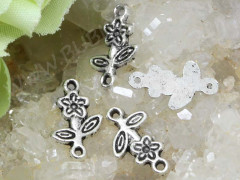 (СКИДКИ!!!) 062 Коннектор Цветочек со стеблем 16*10*1,5мм античное серебро (литьё) (10шт.)