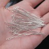 Купить (ОПТ) Штифт с петлёй 50*0,7мм пины с ушком серебристый (Iron) (100г) с доставкой по России