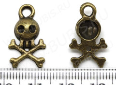 Подвеска Череп 13 21,5*12,5*3,5мм античная бронза (литьё)