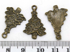 Подвеска Ёлка 04 НГ 23,8*16,5*1,8мм античная бронза (литьё)