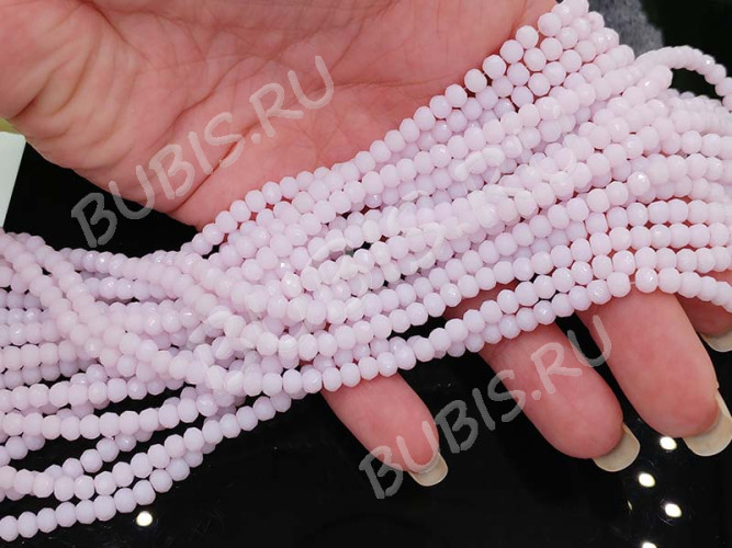 Бусина кристалл гранёный абакус 4,3*4*3,5мм св.розовый непрозрачный (имитация Сваровски) (20шт.)