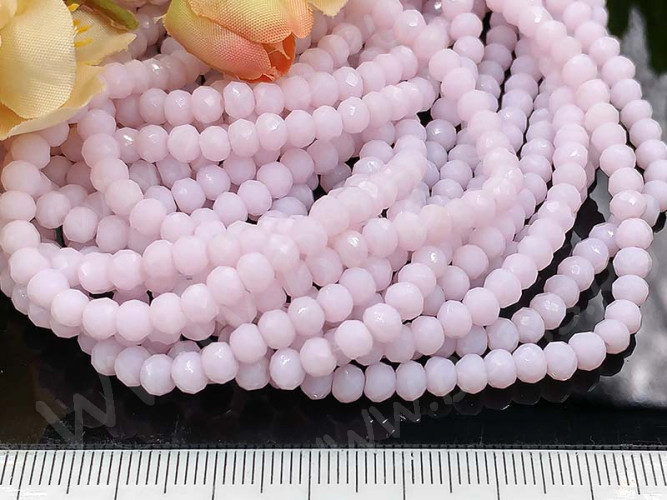 Бусина кристалл гранёный абакус 4,3*4*3,5мм св.розовый непрозрачный (имитация Сваровски) (20шт.)