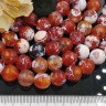 Купить (ОПТ) Бусина округлая ГРАНЁНАЯ 10мм Агат кракле Огненный сердоликово-белый (камни) (НИТЬ) с доставкой по России