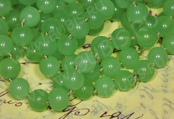 (ОПТ) Бусина округлая 10мм Жадеит зелёный (камни)(НИТЬ)