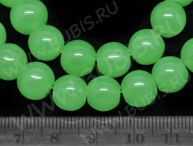 (ОПТ) Бусина округлая 10мм Жадеит зелёный (камни)(НИТЬ)
