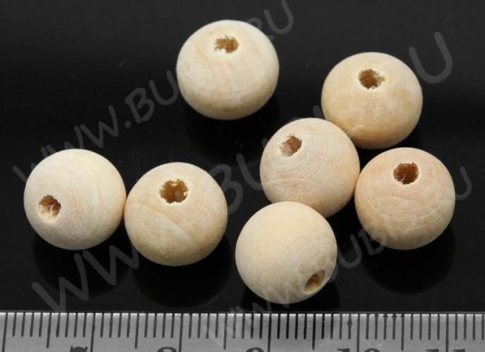 Бусина Округлая 12мм натуральная неокрашенная (дерево) (10шт.)